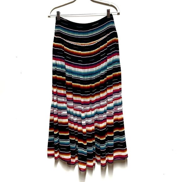 Lauren Ralph Black Label Striped Crinkle Georgette Maxi Skirt Macy's Sz 0 - Picture 4 of 7